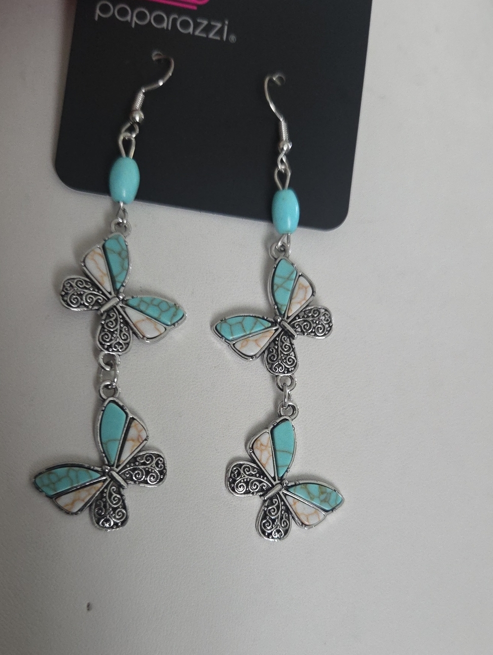 Paparazzi Spirited Soar Blue Earrings NWT